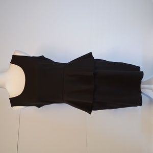Vintage Deb Black Peplum Dress With Adorable Polka-dot Bow Size L